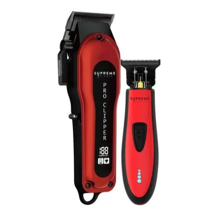 Supreme Trimmer Pro Clipper & T-Shaper Trimmer Bundle - Red