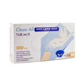 Sibel White Powder Free Latex Disposable Gloves, Medium, Pack of 100