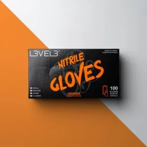L3VEL3 Professional Nitrile Gloves Large Orange - 100 Pack