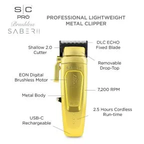 StyleCraft Saber 2.0 Digital Brushless Motor Clipper - Gold