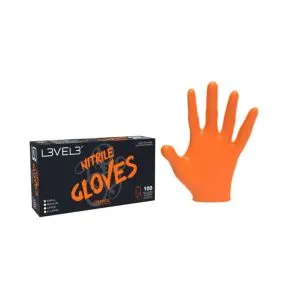 L3VEL3 Professional Nitrile Gloves Small Orange - 100 Pack