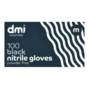 DMI Powder Free Nitrile Gloves Black, Large, 100 Pack